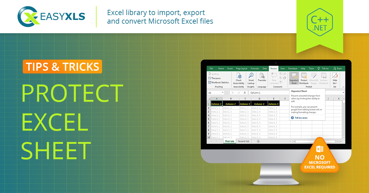 Protect Excel Sheet And Cells In C++.NET | EasyXLS Guide