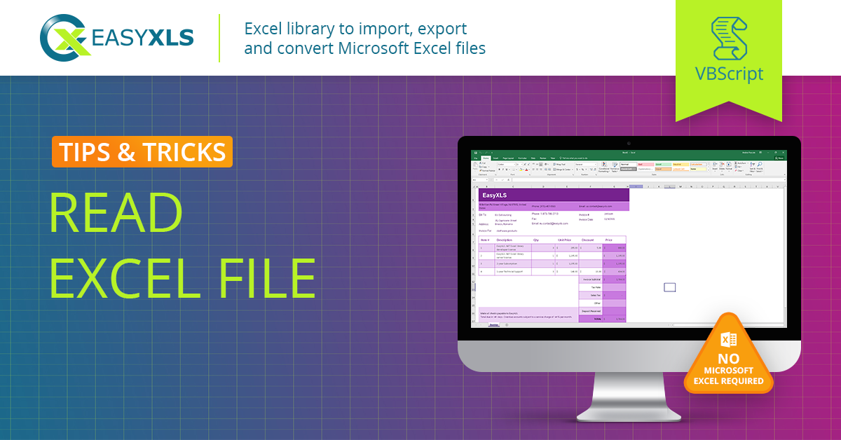 Read Excel XLSX File In VBScript On Command Line EasyXLS Guide